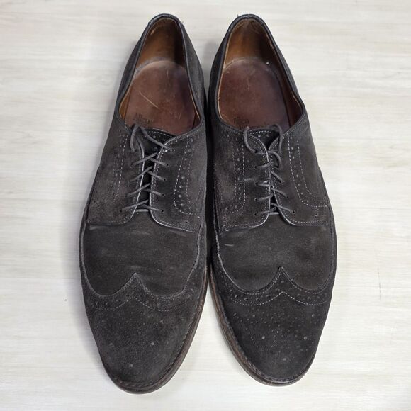 Allen Edmonds Players Shoe Mens Size 11.5 Brown Suede Wingtip Oxford Dress Shoes - Picture 3 of 11